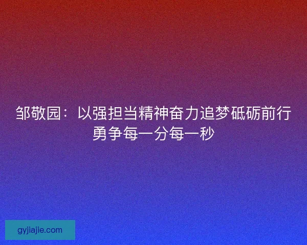 邹敬园：以强担当精神奋力追梦砥砺前行勇争每一分每一秒