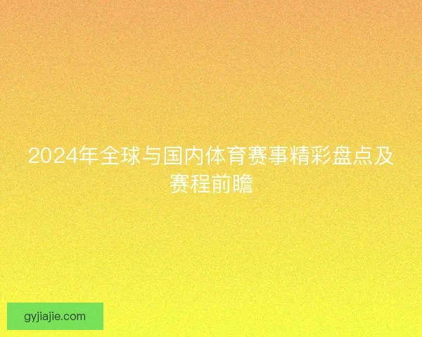 2024年全球与国内体育赛事精彩盘点及赛程前瞻